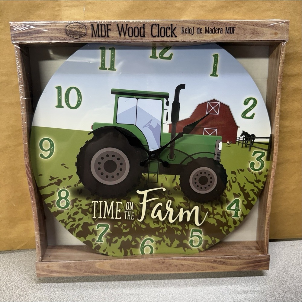 NEW 13" Wall Clock Battery Powered Green Tractor John Deere Decor